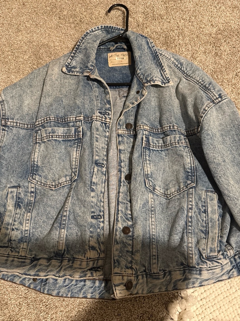 Free People Light Acid-Wash Blue Denim Jacket